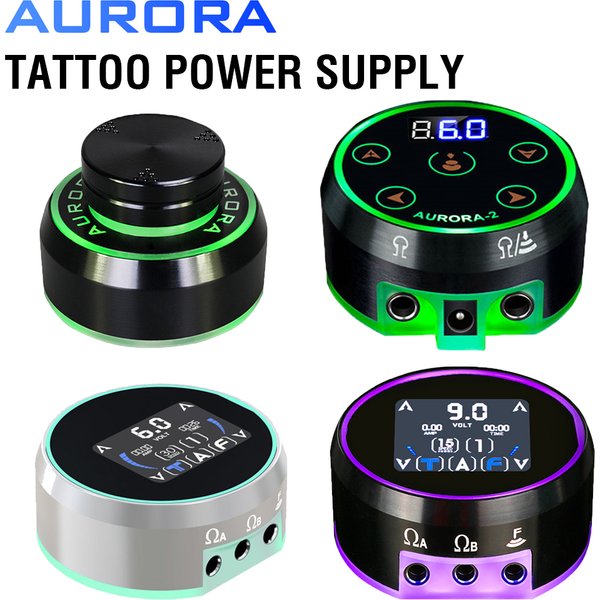 Aurora 2 Tattoo Power Supply For Coil & Rotary Tattoo Machine Pen Battery Aurora 3 Upgrade Dual Output LCD Full Touch TFT Screen
