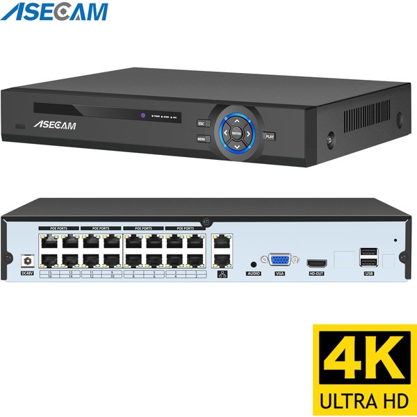 16CH 4k Ultra HD 8MP POE NVR enregistreur Onvif H.265 48V caméra IP détection de visage camera video surveillance système réseau P2P PTZ Xmeye