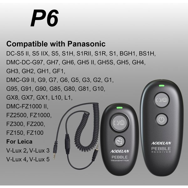 AODELAN Wireless Camera Remote Control Shutter Release For Panasonic S1IIE, S1II, S1RII, G97, GH7, GH6, GH5 II, G9 II, FZ1000 II