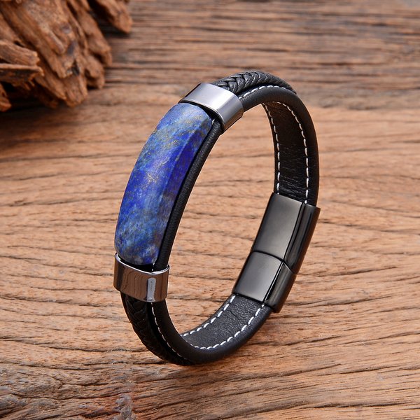 Bracelets en pierre d'oeil de tigre en cristal rose hématite naturelle pour hommes, bijoux en cuir tressé, faits à la main, nouveauté 2022
