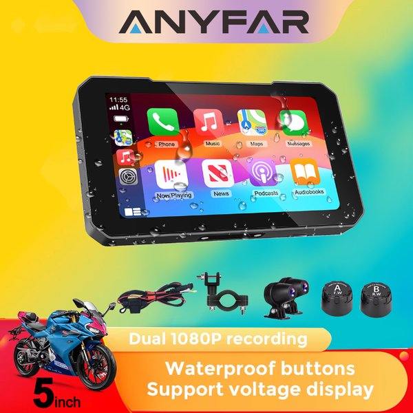 5-calowy ekran motocyklowy Moto DVR Nawigacja GPS Bezprzewodowy Carplay Android Auto IP67 Wodoodporny Moto