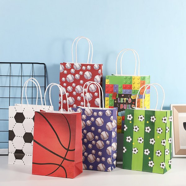 5 teile/paket Sport Thema Geschenk Taschen für Fußball Basketball Tennis Geschenk Tasche Geburtstag Dekoration Party liefert Baby party