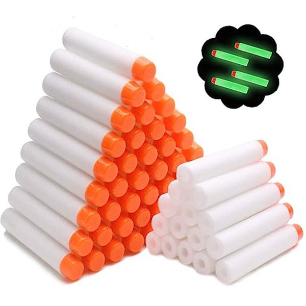 100 pièces recharge fléchettes pour Nerf N Strike Elite 2.0 lueur dans le noir paquet De balles-blanc pistolet De Airsoft