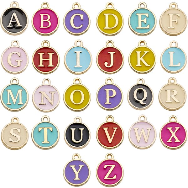 26pcs 12*14mm A-Z Letter Charms Enamel Charms Alphabet Initial Letter Handmade Pendant For Diy Bracelet Jewelry Making Wholesale