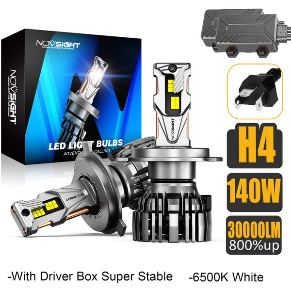 NOVSIGHT H4 9003 HB2 HI/LO Super Helle 800 % up Auto Led Scheinwerfer 140 W 30000LM Canbus lampen Mit Fahrer Box Super Stabil