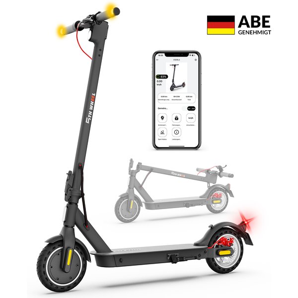 5TH WHEEL Straßenzugelassener Elektroroller für Pendler, Deutsche ABE-Zertifizierung, 350W Motor (500W Spitzenleistung), 36V 7,5AH Batterie, 20km/h Höchstgeschwindigkeit, 120kg Traglast,