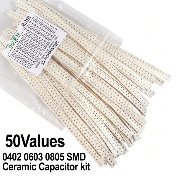 2500 Stück 0402 0603 0805 SMD-Keramikkondensator-Sortiment-Set 50 Werte 1 pF – 10 uF 100PF 10NF 100NF 0,47 UF 1 UF Chip-Kapazitätsset