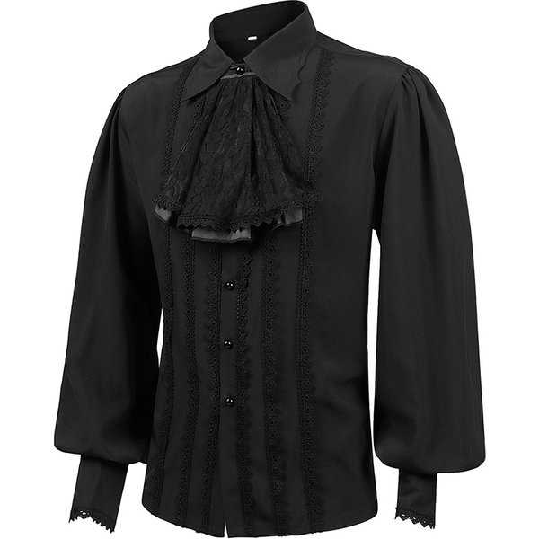 Men Dress Shirts Long Sleeve Vampire Renaissance Steampunk Gothic Ruffled Vintage Medieval Shirts Men Clothing Chemise Male