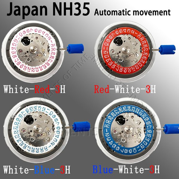 Japon NH35 mouvement mécanique modifié rouge/bleu roue de date 3.0 couronne.24 bijoux haute précision Mod montre
