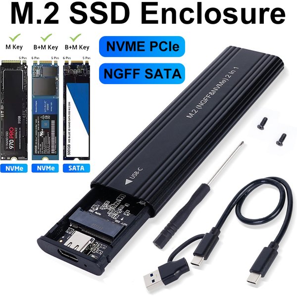 Boîtier de disque SSD M2 NVcloser SATA, protocole de touristes, adaptateur de boîtier SSD de type C, prend en charge M prédire et B & M prédire