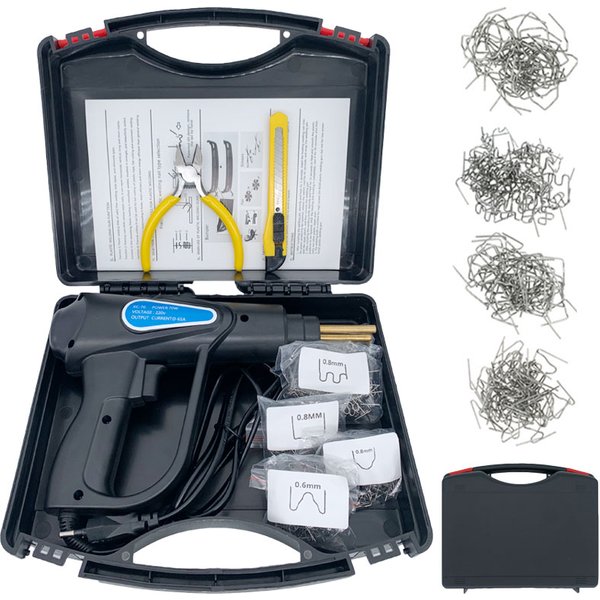 70 W Kunststoff-Schweißgerät, Kunststoff-Schweißpistole, Auto-Stoßstangen-Reparatursatz mit 200/600/1000 Stück Hot Staples Auto-Werkzeug-Set