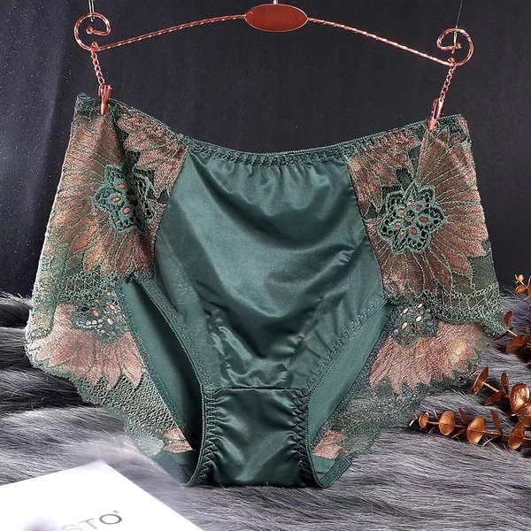 Nouvelles femmes dentelle fleurs culottes Sexy creux tentation soie sous-vêtements respirants ventre taille moyenne bout à bout slips culotte intime