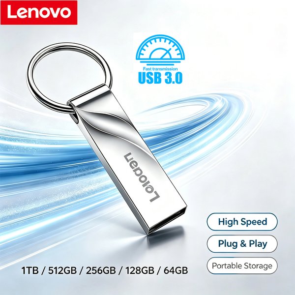 Clé USB 3.0 en métal Lenovo 1 To, clés USB haute vitesse 512 Go 256 Go, clé USB portable 128 Go, disque U super mini, plug and play