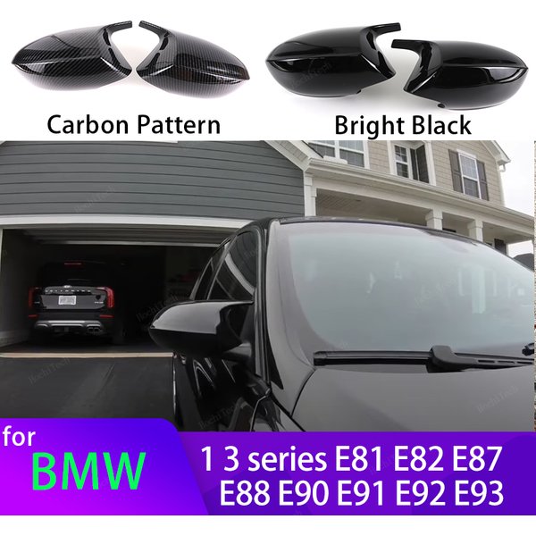 Couvercle de rétroviseur latéral noir en Fiber de carbone, pour E90 E91 M3, Style E81 E82 E87 E88 pour BMW série 1 3 E92 E93