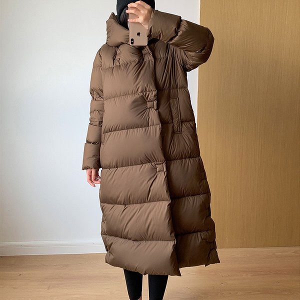 Doudoune longue surdimensionnée à capuche pour femme, parka légère et chaude, manteaux en duvet de canard blanc 2023, nouvelle mode 90%, pardessus d'hiver