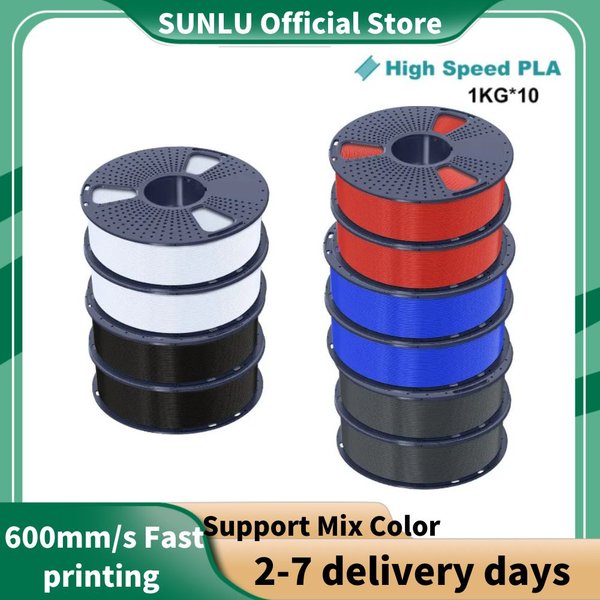 SUNLU PLA haute vitesse/PLA Meta 10KG 1 KG/rouleau 1.75mm +/-0.02MM lignes de Filament d'imprimante 3D soigneusement plaies pour imprimante FDM livraison rapide