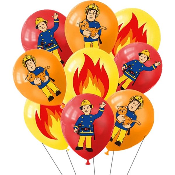 Ballons de pompier Sam en Latex, 10/50 pièces, fournitures de fête d'anniversaire pour enfants garçons, thème camion de pompier, décor de réception-cadeau pour bébé