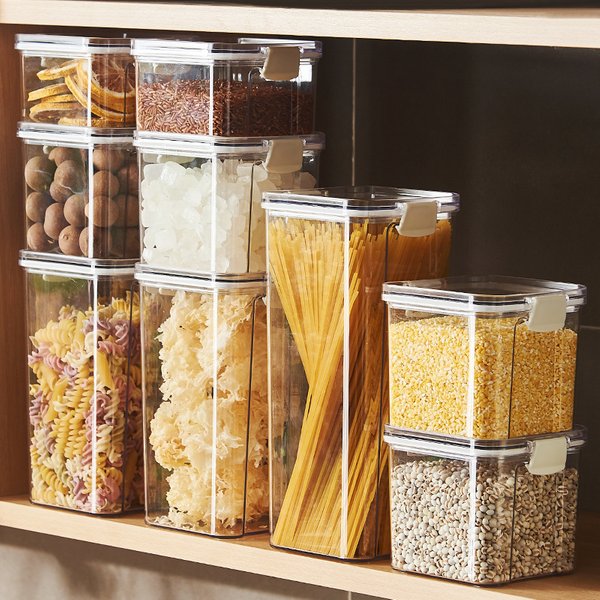 Sealed Plastic Food Storage Box Cereal Candy Dried Jars with Lid Fridge Storage Tank Containers Household Items Kitchen Organize