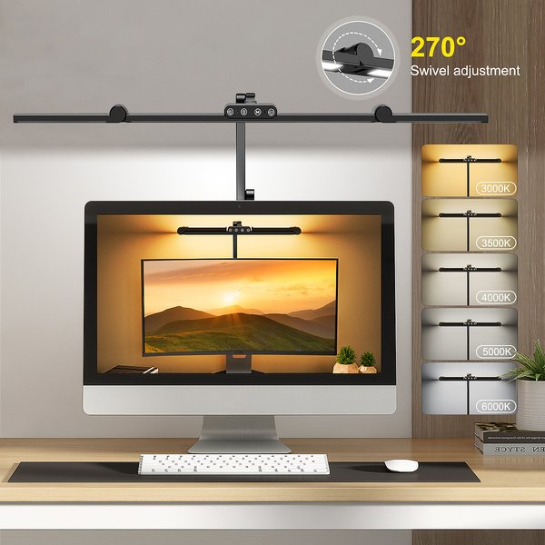 Lampe de bureau LED avec pince, lampes de bureau d'architecte pour le bureau à domicile avec 4 Modes de couleur, lampe de bureau d'ordinateur Ultra lumineuse continue