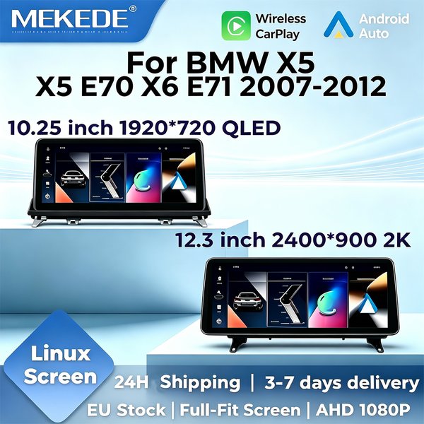 MEKEDE Linux-System Autoradio für BMW X5 E70 X6 E71 2007-2012 CCC CIC 10,25' 12,3' 2K QLED Touchscreen WIFI BT Wireless CarPlay Android Auto Unterstützung Original IDrive AHD Kamera SWC Autoradio