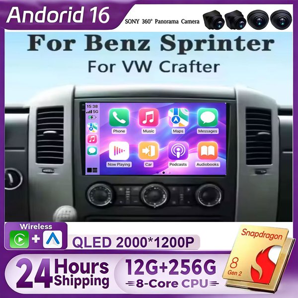 Autoradio multimédia vidéo 10" Android 16 pour VW Crafter et Mercedes Benz Sprinter, GPS, stéréo, CarPlay+Auto, WIFI+4G, DSP