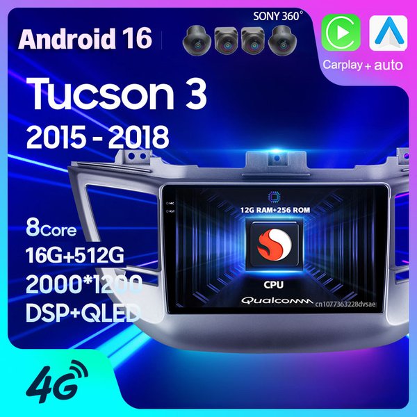 Android 16 Carplay Auto For Hyundai Tucson 3 2015 - 2018 Right Hand Drive Car Radio GPS Player Navigation 2Din Video Stereo DSP