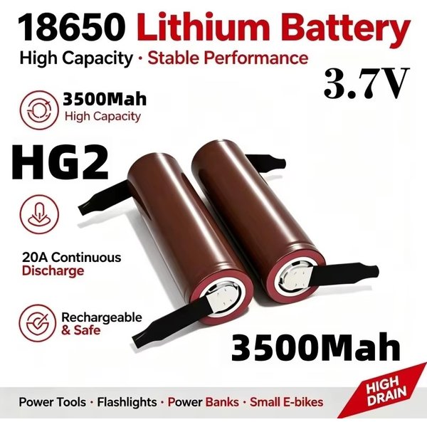 LIDIKALA HG2 18650 3500 mAh Wiederaufladbare Batterien mit Hoher Entladungsleistung, 30A Hochstrom-Akku für Elektrowerkzeuge und Schraubendreher