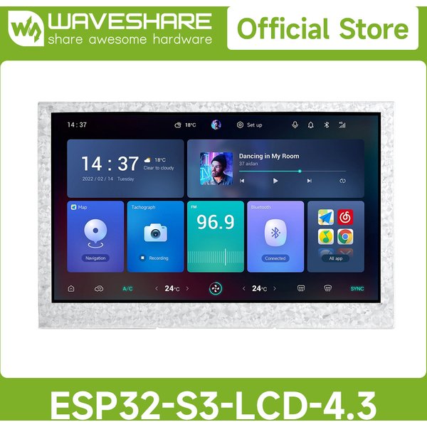 Waveshare ESP32-S3 Carte de développement d'affichage capacitif 4,3 pouces, 800 × 480, options 5 points pour touch, compatible avec Arduino