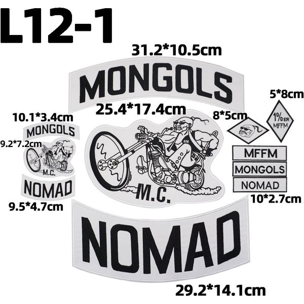 Patchs brodés NOMAD pour moto, badges de chevalier avec support en fer pour vêtements, L12-25