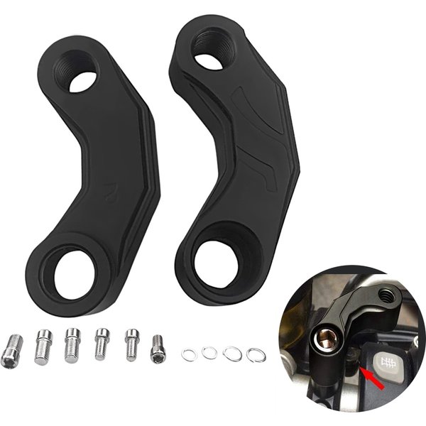 Adaptateurs d'extension de rétroviseurs de moto noirs, rehausseurs de base pour rétroviseurs