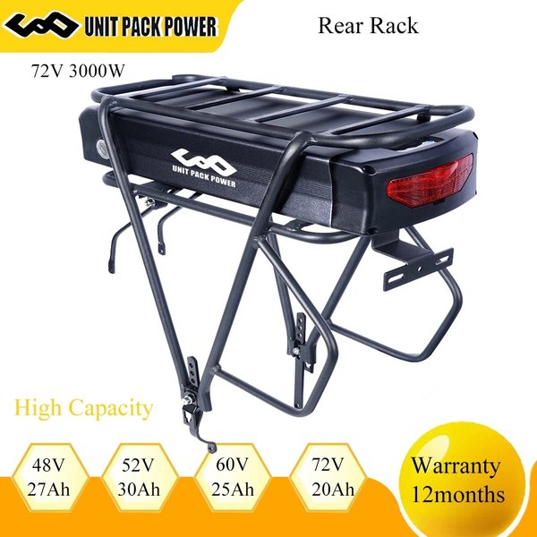 48V 27AH Gepäckträger Ebike Batterie 72V 20AH Elektrofahrrad Batteria Pack 52V 28,8AH 21700 Wasserdicht für 3000W 2000W 1000W 750W