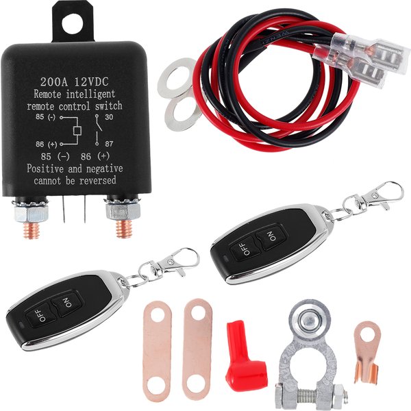 Commutateur de relais de batterie 12V, double relais de déconnexion de batterie de voiture à distance, antivol, arrêt de batterie pour remorque de Camping SUV SmallTruck