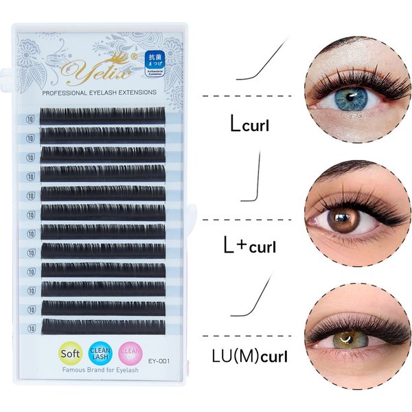 Yelix L Curl Extension de cils 8-15mm mélange mat vison Extension de cils individuels cils L +/LU/M Curl maquillage faux cils