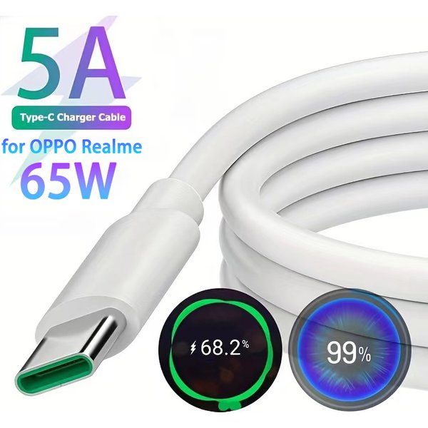 65W 5A Fast Charging USB C Cable for OPPO Find X Reno R17 Xiaomi Redmi Mobile Phone Data Wire Type C Cable Charger USB Cable