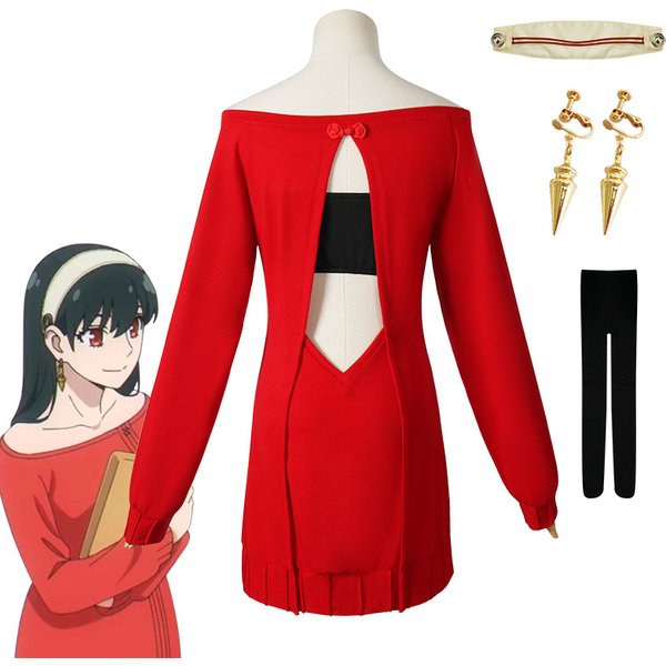 Anime FAMILY Cosplay Yor Forger Yor Briar Cosplay Costume Women Sexy Red Sweater Mini Dress Thorn Princess Costumes