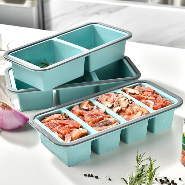 Grandes moules à glaçons pour congélateur - Plateau de congélation en silicone avec couvercle pour soupes, sauces, restes, préparation de repas faits maison, contenants de stockage pour congélation