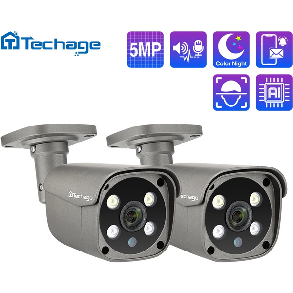 Techage HD 5mp 8mp 4k Poe IP-Kamera Zwei-Wege-Audio Smart Ai bunte Nacht ansicht Outdoor Poe Überwachungs kamera für Überwachungs kit