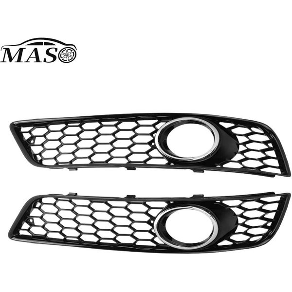 2pcs Car Front Bumper Fog Light Grille Cover Honeycomb Mesh for Audi A3 8P 2009 2010 2011 2012 2013 8P0807682D 8P0807681D