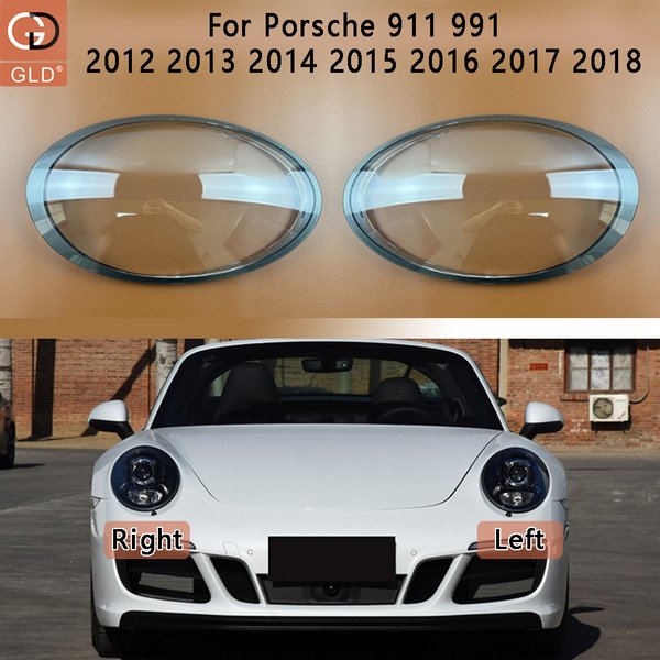 Für Porsche 911 991 2012-2018 (Grauer Rand) Auto-Zubehör Scheinwerferabdeckung Transparente Lampenschirm-Scheibe Scheinwerfer-Gehäuseglas