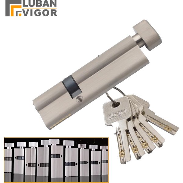 Cylindre de serrure en laiton asymétrique pour porte de sécurité sur mesure, avec bouton, noyau de serrure excentrique en alliage d'aluminium, hauteur 32 mm