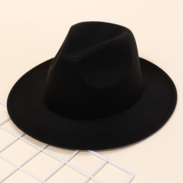 Chapeau de Jazz à la mode, chapeau en feutre, chapeau à grands avant-toit Vintage pour femmes, printemps, automne et hiver, chapeau haut-de-forme noir, chapeau de Jazz européen et américain