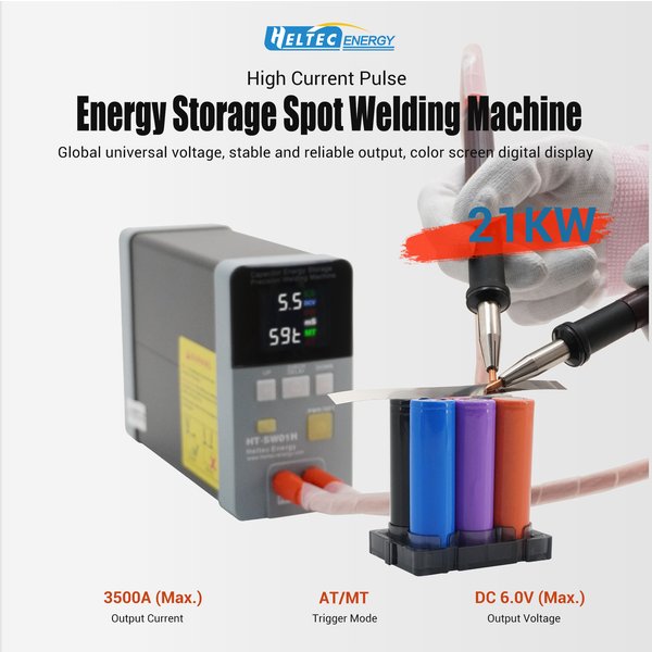 Heltec Energy HT-SW01H Punktschweißmaschine 21KW Hochstrom-Puls-Batterieschweißgerät für 18650/LiFePO4 Batterien AT/MT