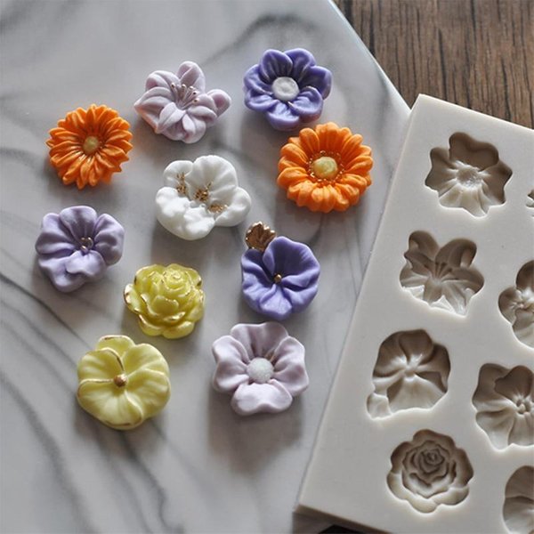 Sunflower Rose Flowers Shape Silicone Mold DIY Decoration Chocolate Sugar Craft Polymer Clay Crafts 3D Mould Tools