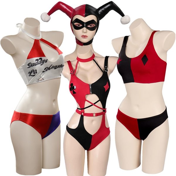 Quinzel Cosplay sexy Dessous Frauen Kostüm Frauen Weste Shorts Fantasia Outfits Perücke Halloween Karneval Party Kleidung