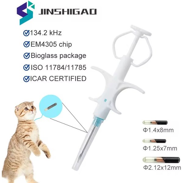 100 pièces/paquet Animal EM4305 Microchip 134.2KHz FDX-B Animal ID Puce Animal Microchip Seringue Norme Internationale