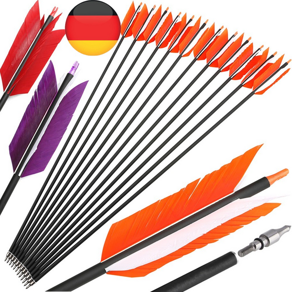 Mix Carbon Arrows 30inch Spine 500 OD 7.8mm with 4 Inch Turkey Feather and Arrow Nock for Recurve Compound Bow Archery Shooting Hunting Accessories