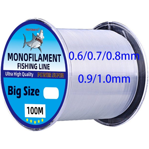 Ligne de pêche de grande taille 0.6/0.7/0.8/0.9/1.0mm, Monofilament de 100m, ligne de pêche en Nylon, ligne de pêche Super forte et épaisse