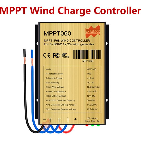 600W MPPT Wind Charge Discharge Booster Controller Auto 12V 24V AC DC Regulator IP68 For Wind Turbine Generator