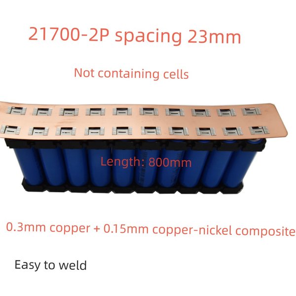 Barre de busbar en cuivre 21700-2P pour batterie de vélo électrique, résistance électrique, barre cuivre-nickel, espacement 23mm, 0.3mm, arrangement droit, pose libre CCT