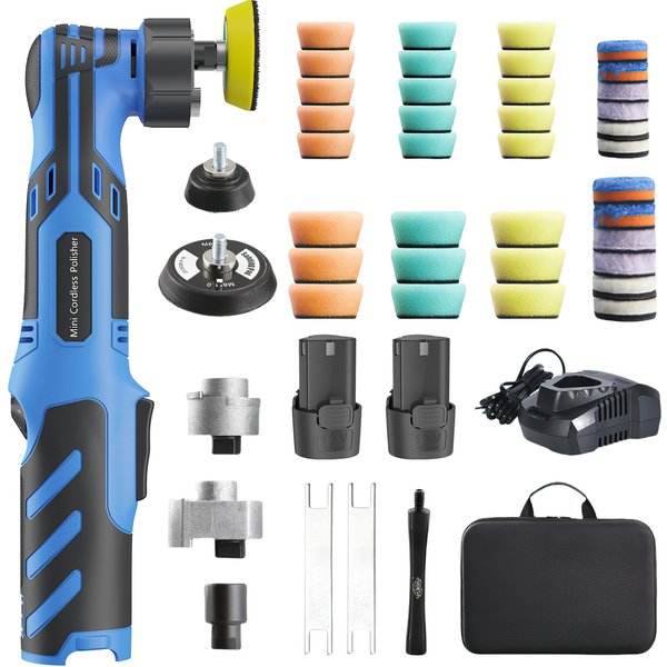 Kabellose 12V Mini-Autopoliermaschine, kabellose Autopoliermaschine mit 1/2/3 Zoll Polierpads-Set für Autowachs.